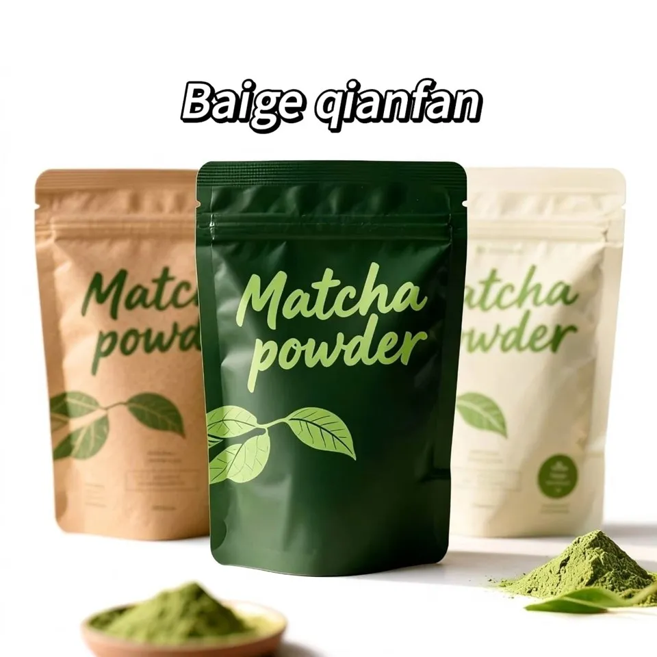 Matcha Powder Stand Up Rennilás umbúðapoki